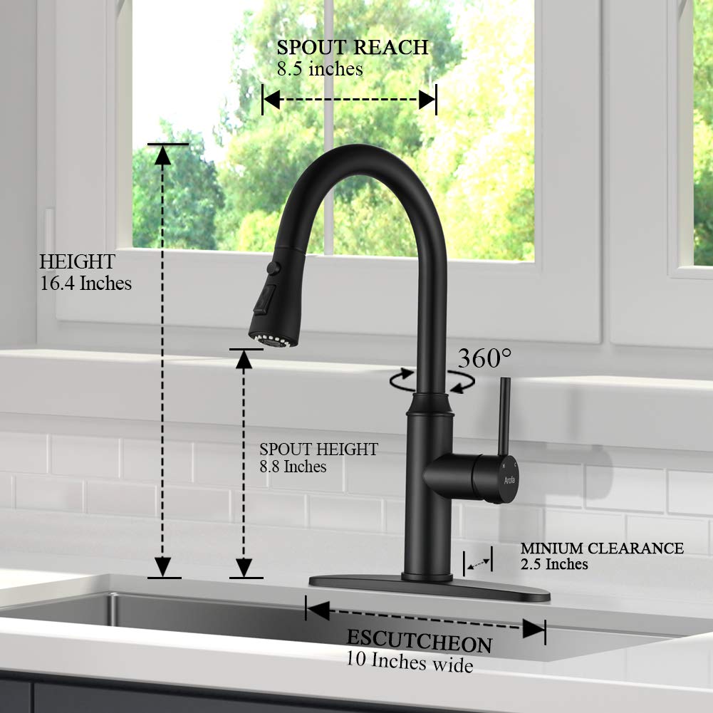 Robinet de cuisine ABA d'akuaplus®®, 1 poignée, noir mat RC1039BL